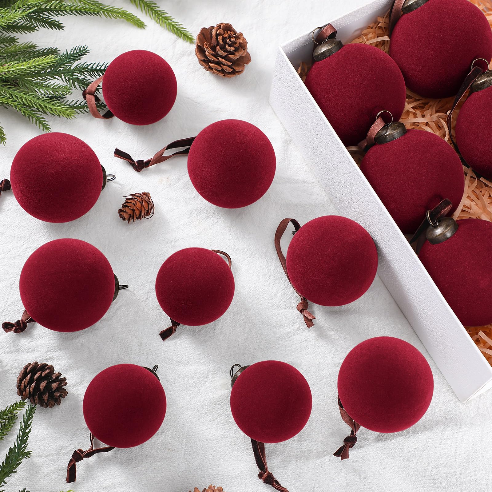 Foilswirl emballage avant montrant 36 boules rouge velours, idéal pour préparation rapide