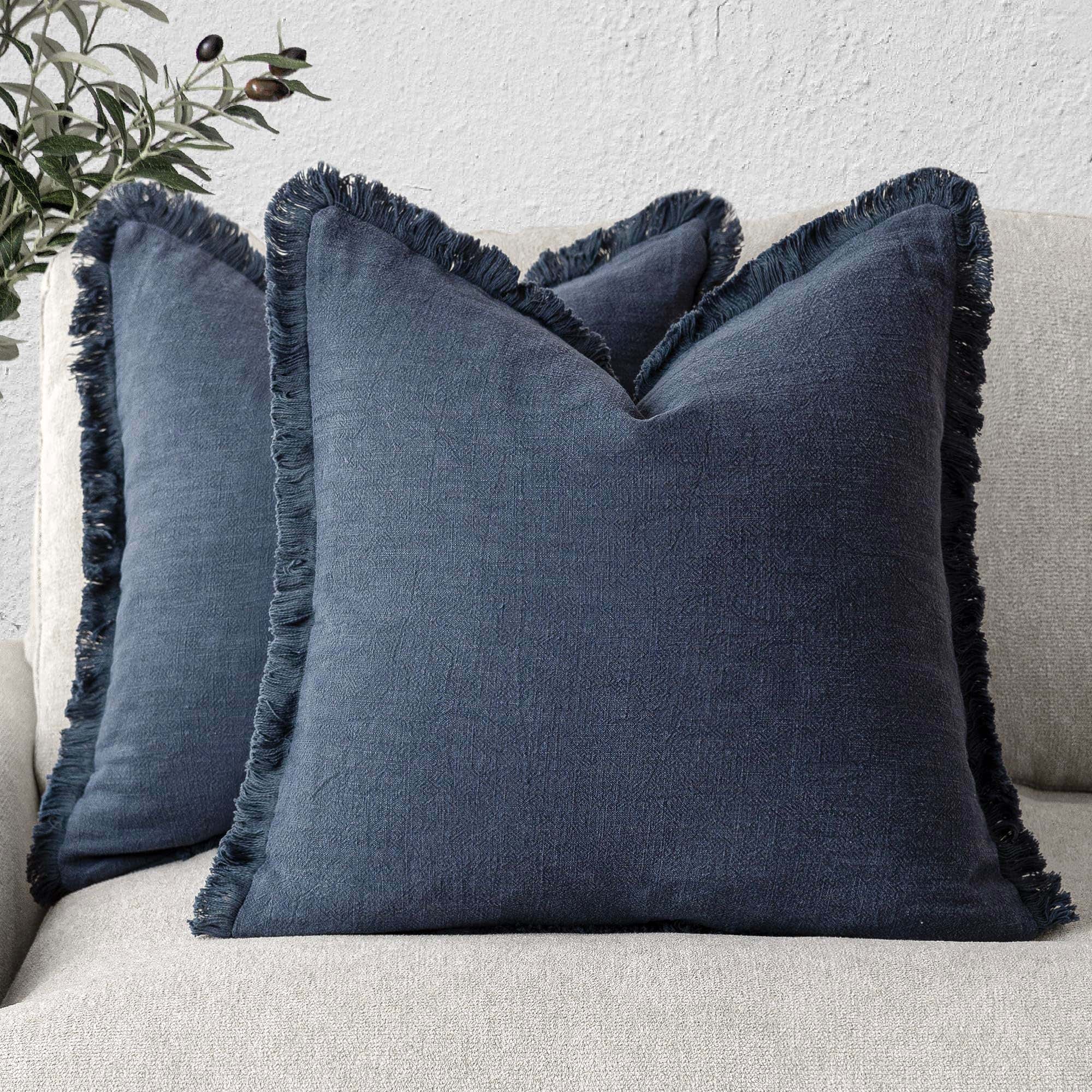 Foindtower housse coussin face avant bleu marine apporte élégance