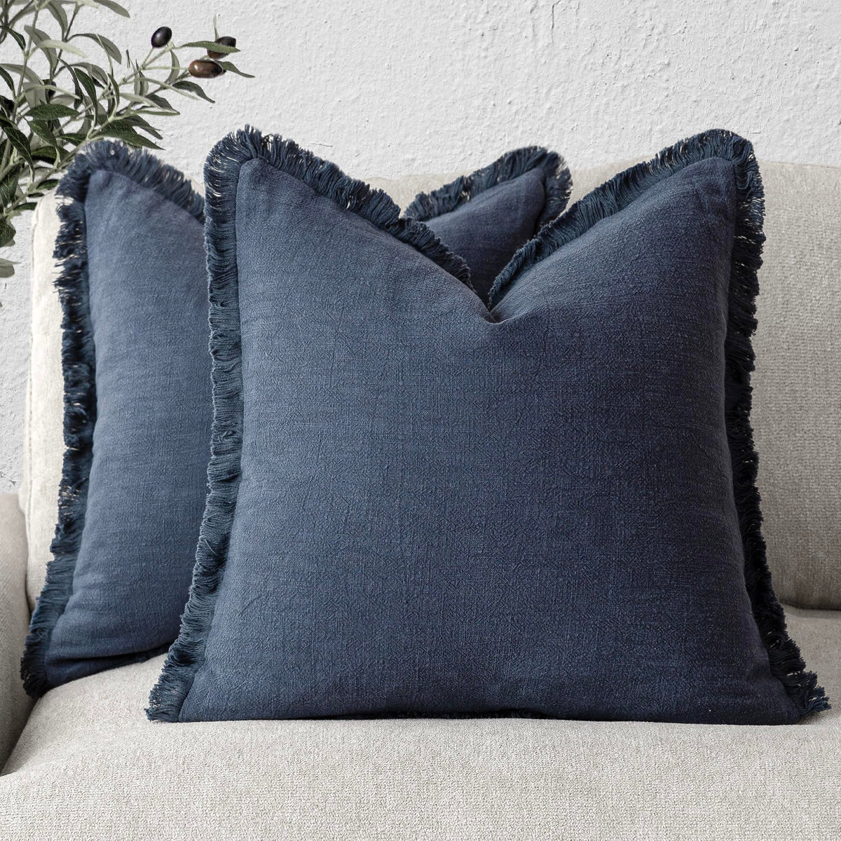 Foindtower housse coussin face avant bleu marine apporte élégance