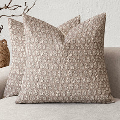 Foindtower housse de coussin face taupe floral apportant chaleur décorative