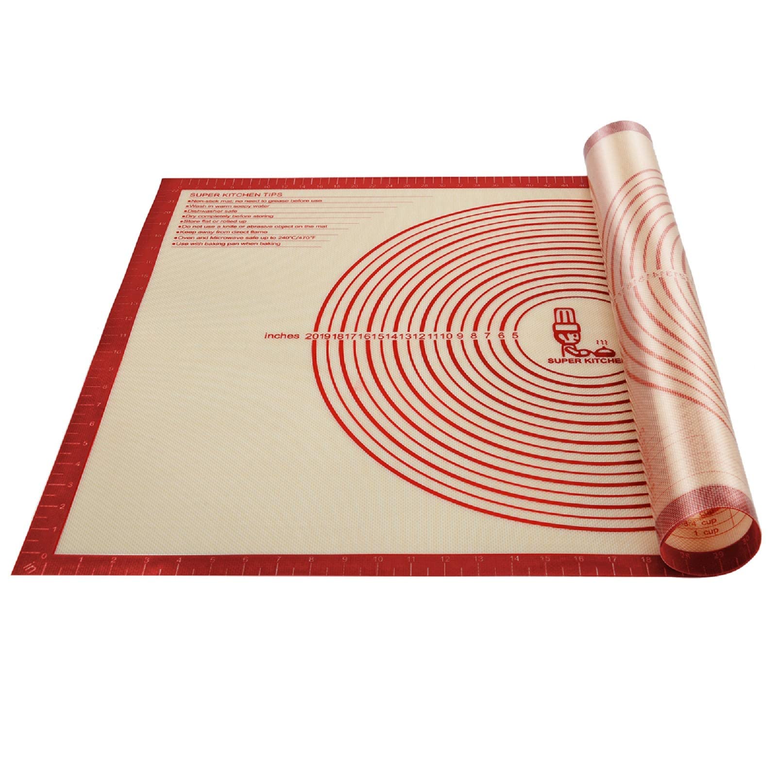 Folksy Super Kitchen tapis face avant montrant surface antiadhésive et dimensions