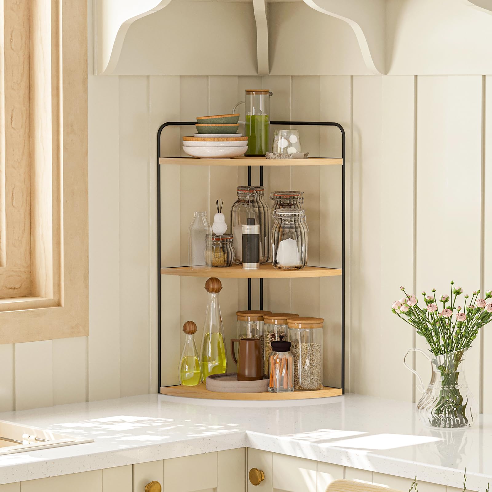 Forest Angle organiseur en usage avec produits de soin accessibles