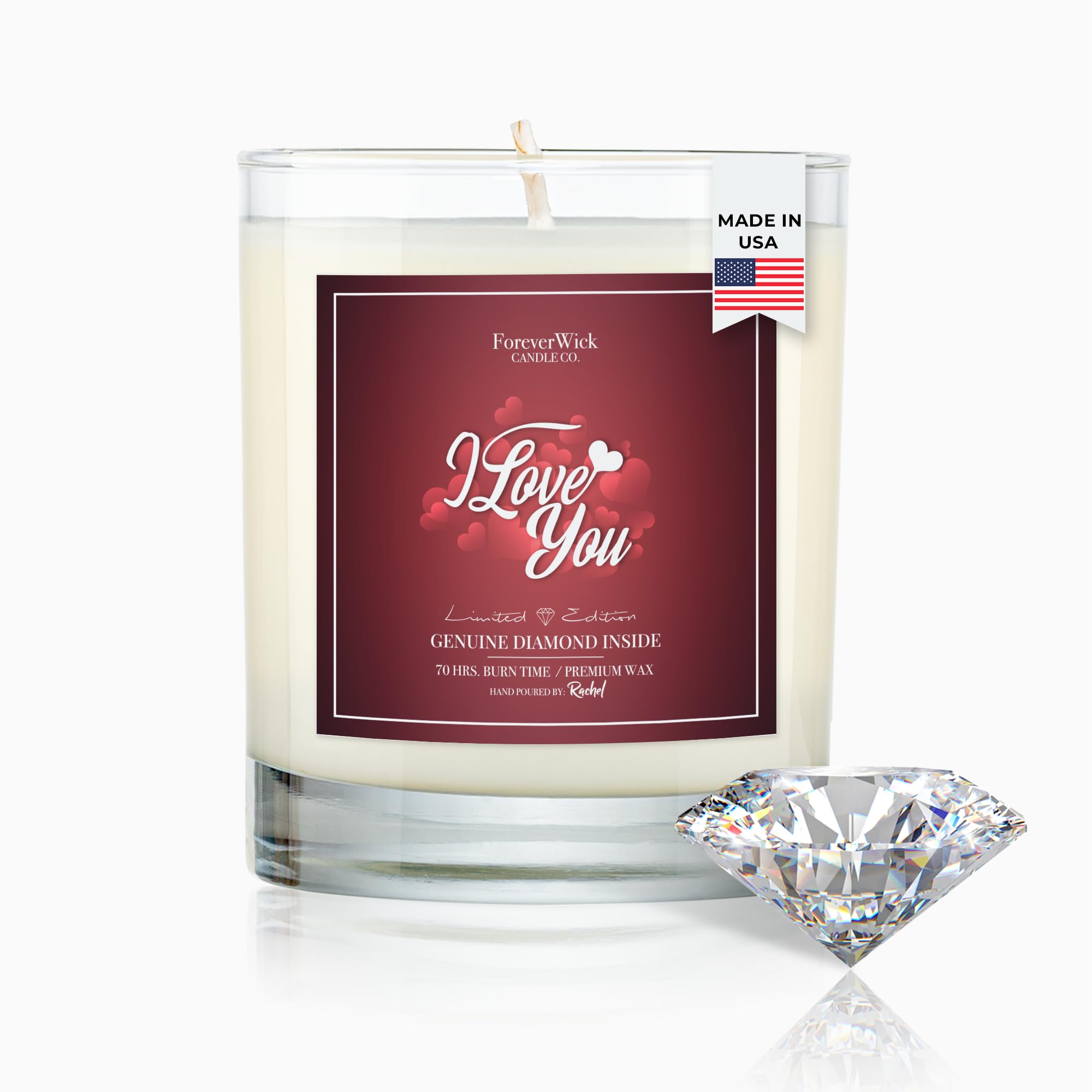 ForeverWick bougie 14oz devant pot montrant design et finition