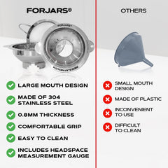 FORJARS comparaison tailles avec bocaux montrant compatibilité large et standard