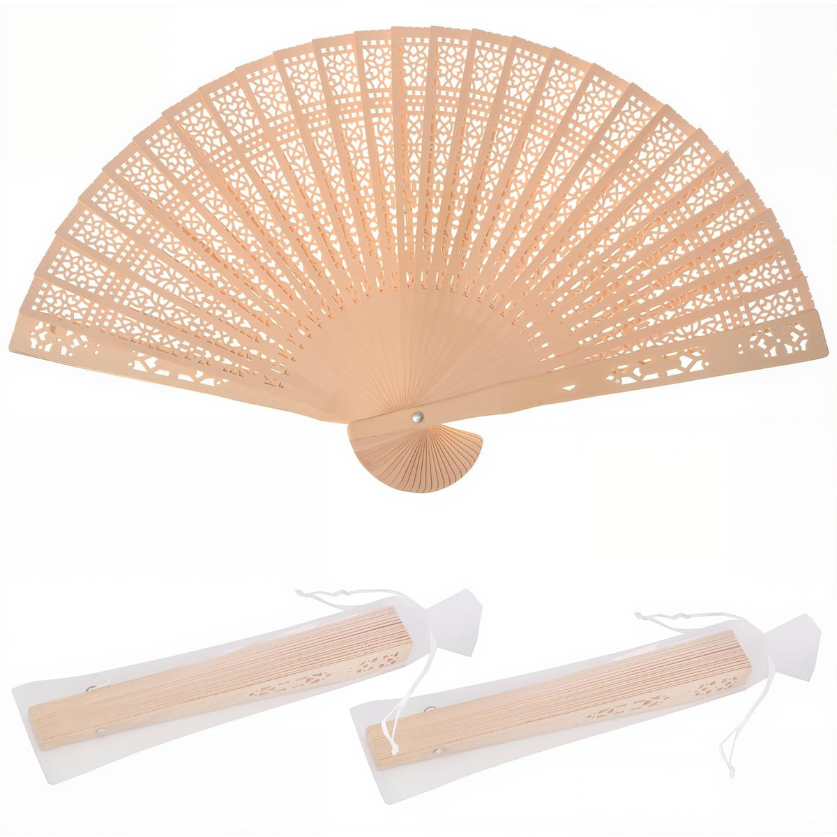 FORSUN éventail de santal face pliée montrant élégance et fraîcheur pratique