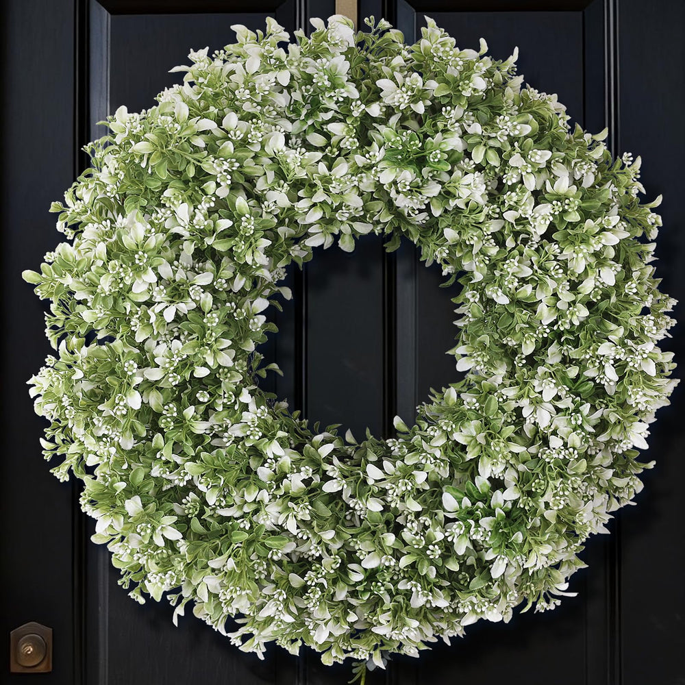 FOTEEWL couronne buis sur porte d'entrée montrant style accueillant