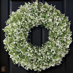 FOTEEWL couronne buis sur porte d'entrée montrant style accueillant