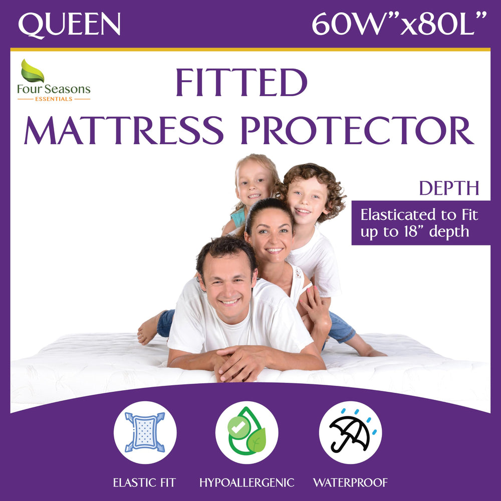 Four Seasons Essentials face avant du protège-matelas montrant ajustement sûr