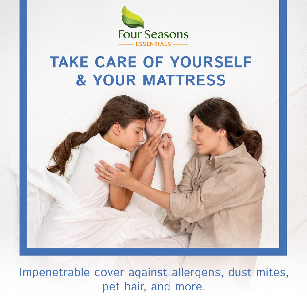 Four Seasons Essentials scène d'usage familial illustrant protection contre accidents et poils d'animaux
