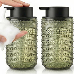 FOVCENT distributeur en verre vert face, apporte élégance pratique