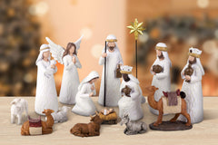Fovths vue d’ensemble de la crèche 16 pièces pour décoration de Noël chaleureuse