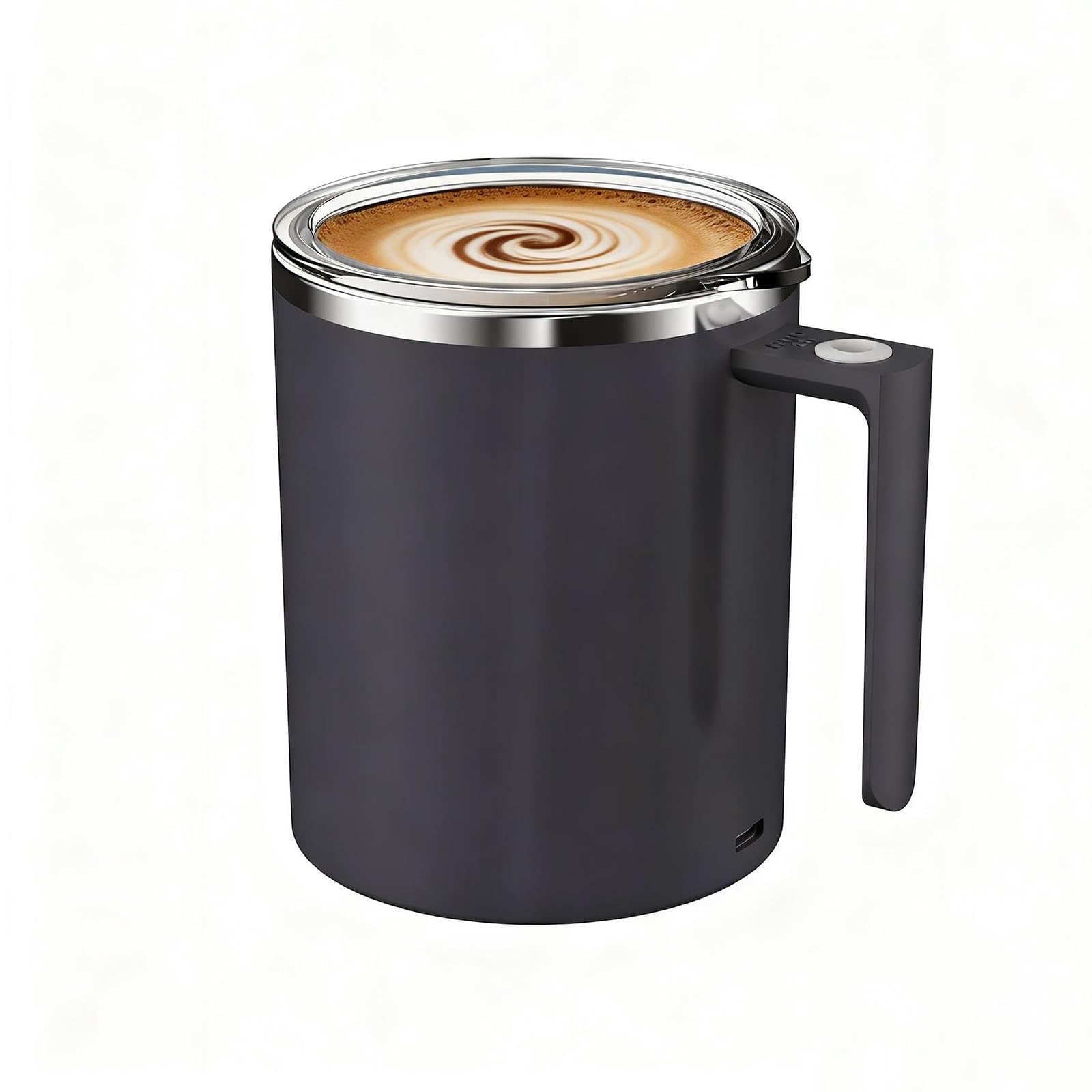 FOXNSK tasse face avant noire montrant design compact et bouton unique pour simplicité