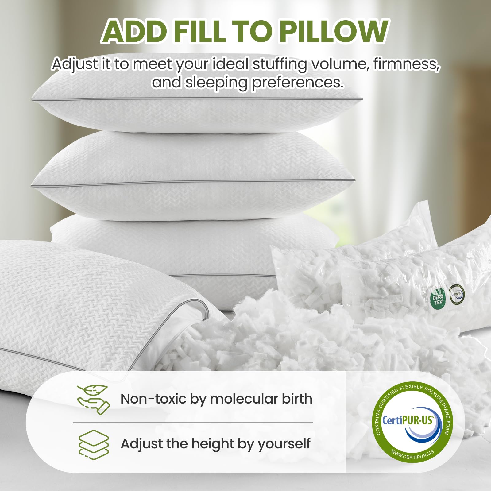 FP FLEXPEDIC oreillers taille Queen comparaison échelle visibilité dimensions réelles