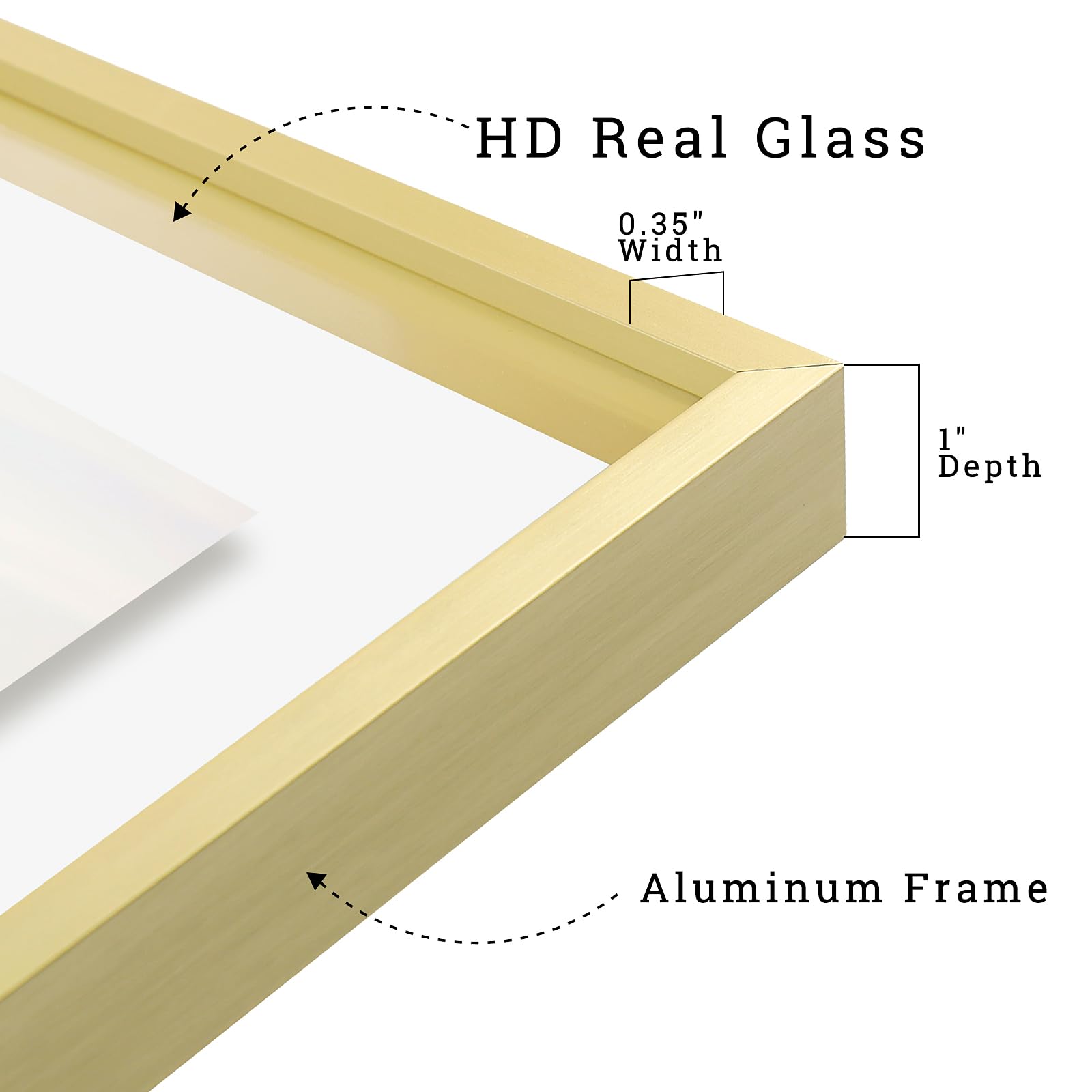 Détail aluminium doré Frametory soulignant robustesse esthétique