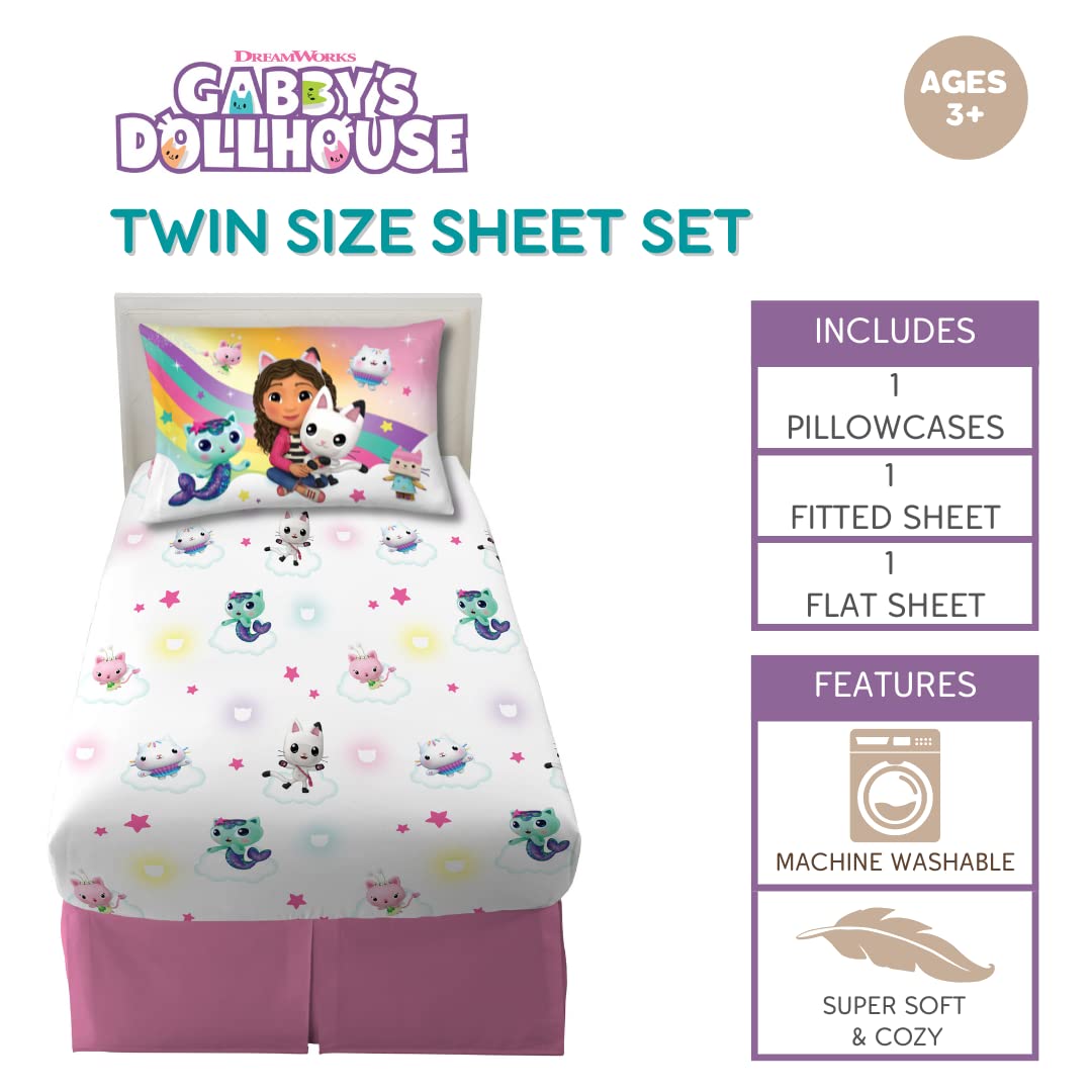 Franco drap plat étalé avec personnages Gabby et amis, décor vif pour imagination