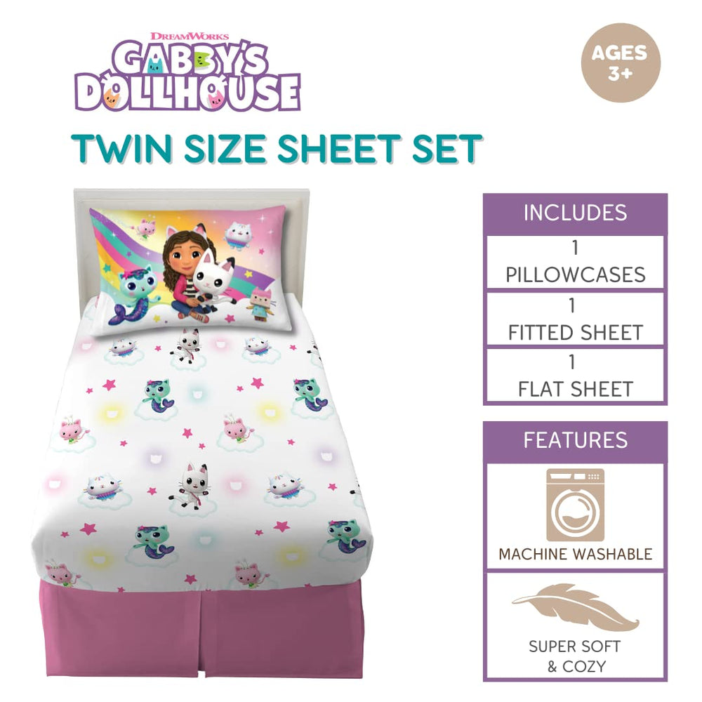 Franco drap plat étalé avec personnages Gabby et amis, décor vif pour imagination