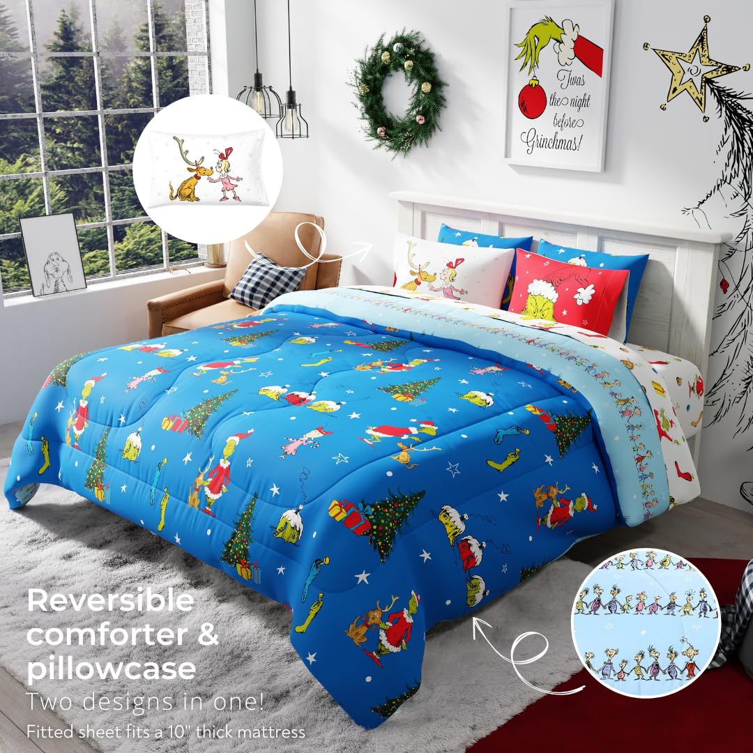 Franco Grinch couette en chambre illustrant ambiance festive