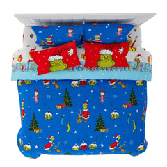 Franco Grinch couette face imprimée montrant personnages et joie