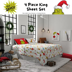 Comparaison d'échelle Franco The Grinch sur matelas King pour visualiser les dimensions
