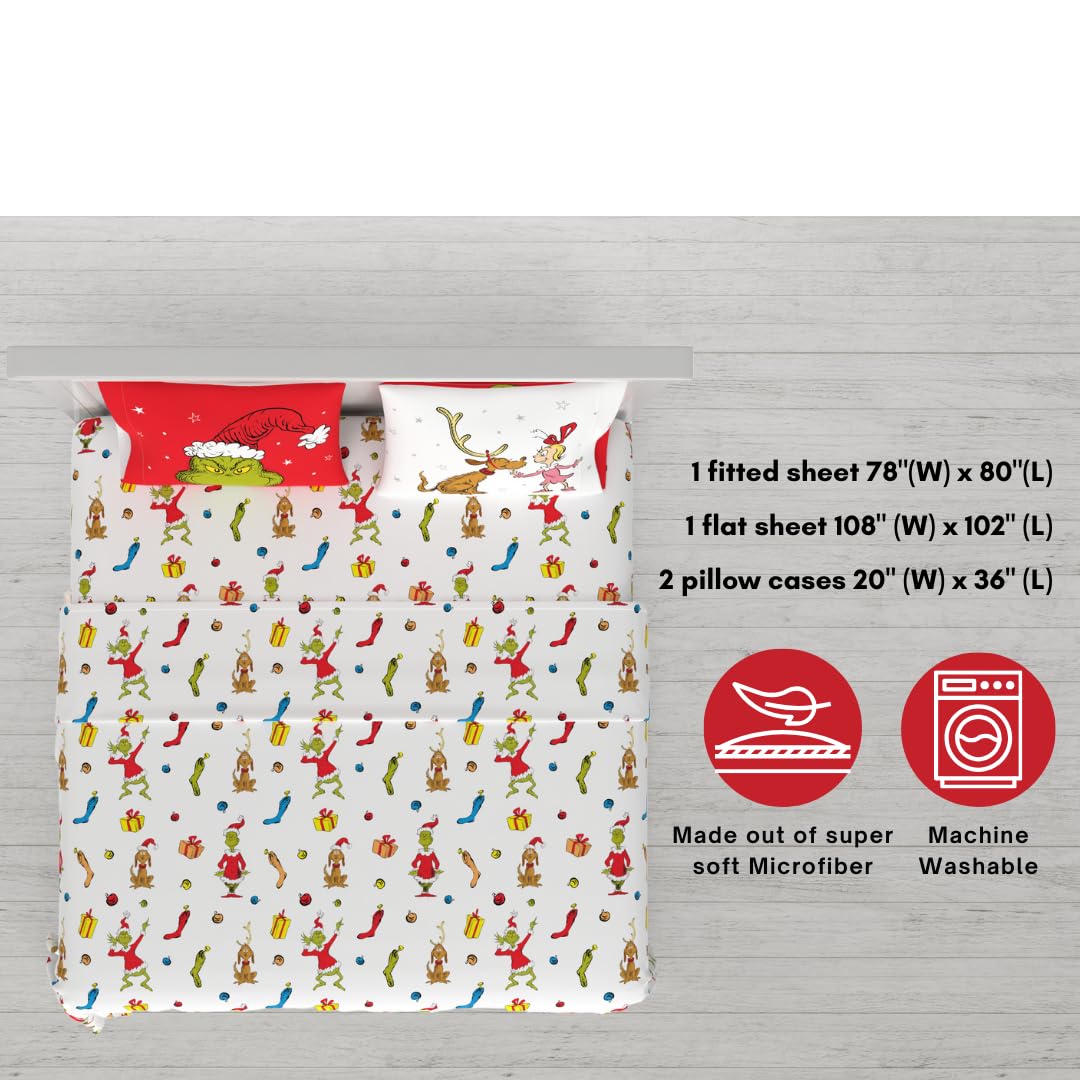 Détail du motif Franco The Grinch sur le drap montrant la qualité d'impression et douceur
