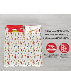 Détail du motif Franco The Grinch sur le drap montrant la qualité d'impression et douceur
