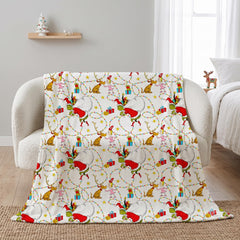 Franco Dr. Seuss The Grinch visage avant du plaid, motif festif et chaleureux