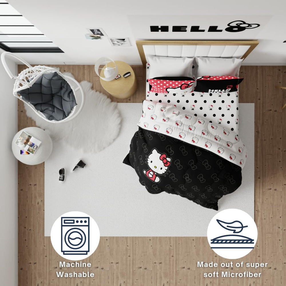 Franco Hello Kitty couette sur lit, montre l'effet décoratif et l'échelle