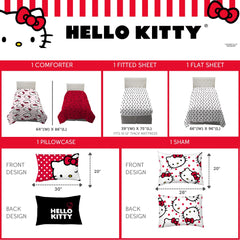 Franco Hello Kitty ensemble posé sur lit twin montrant harmonie décorative