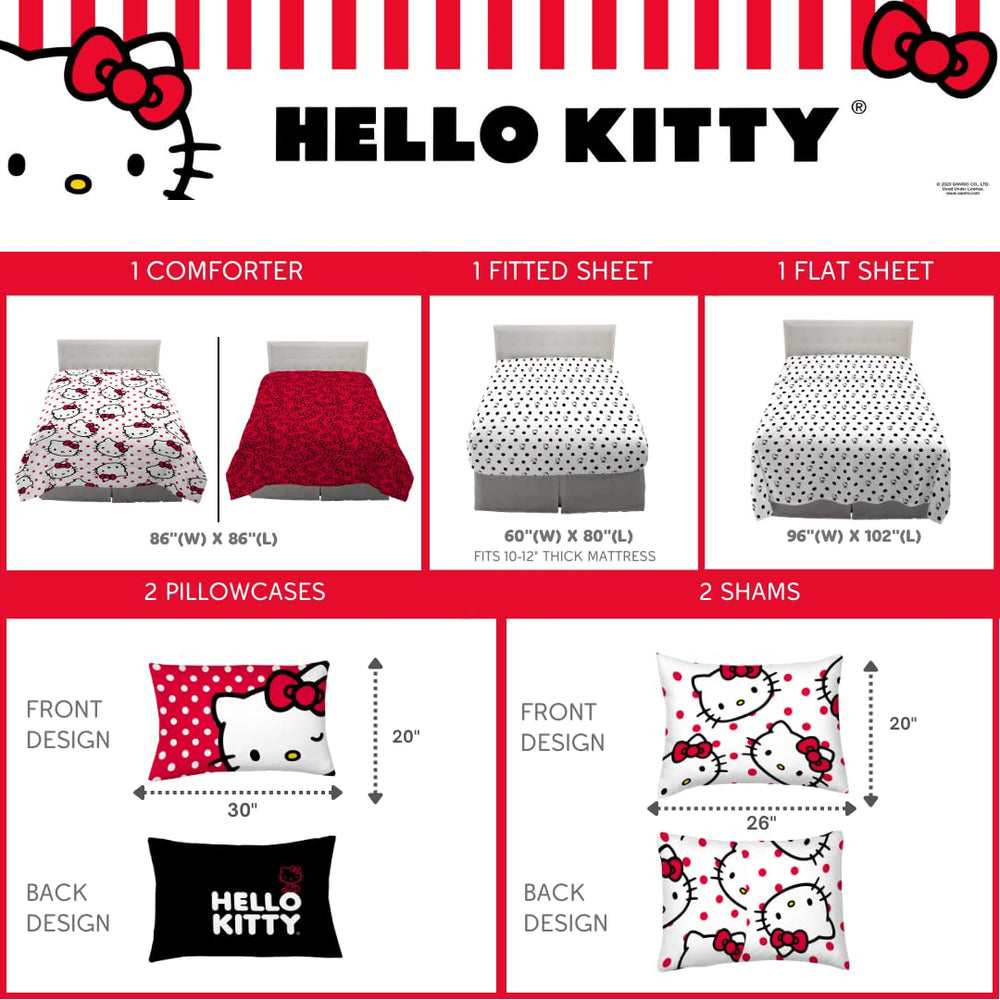 Franco Hello Kitty drap et taies disposés sur lit illustrant l’ensemble coordonné
