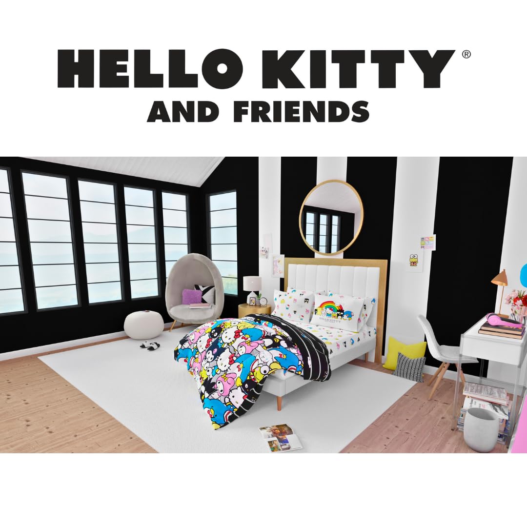 Comparaison d'échelle Franco Hello Kitty avec règle pour visualiser la taille queen