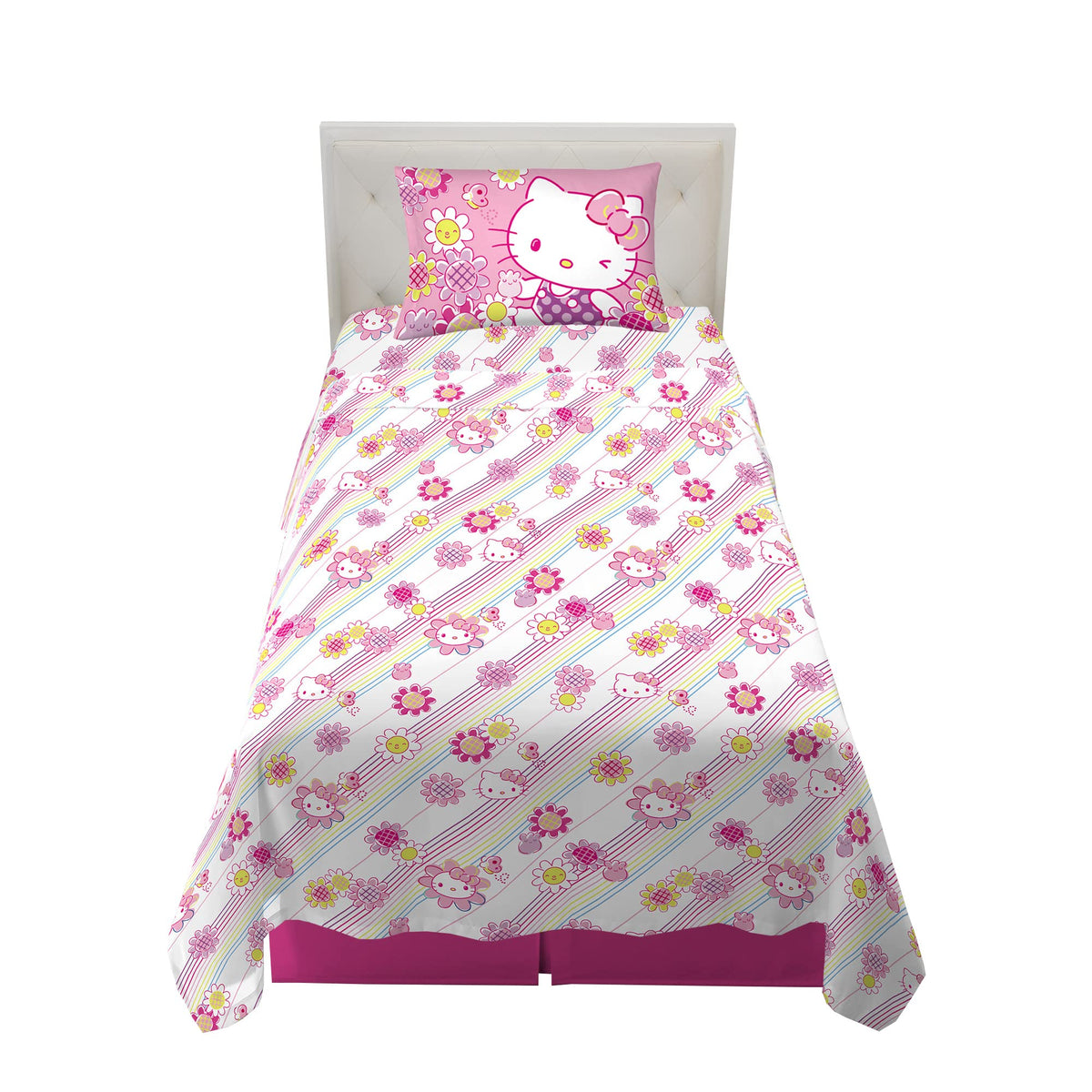 Franco Hello Kitty face du packaging montrant motif Rainbow Garden et attrait décoratif