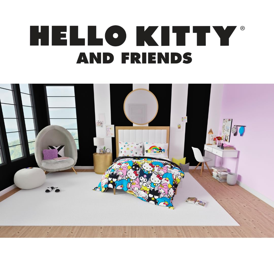 Parure Franco Hello Kitty installée sur lit réel, stylise une chambre enfantine