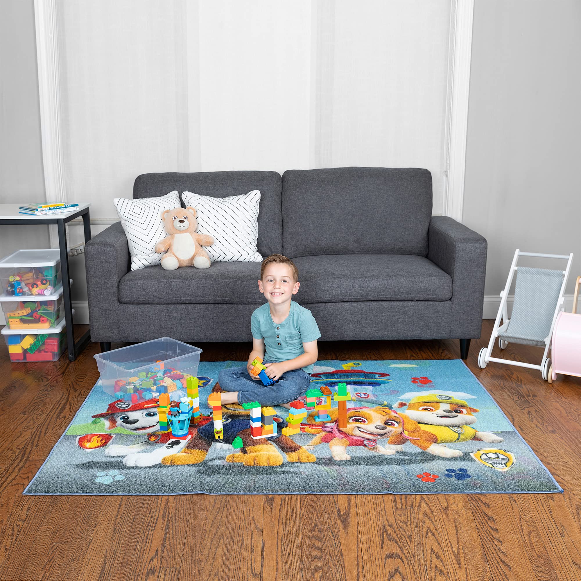 Franco tapis Paw Patrol gros plan poil bas résistant et facile à nettoyer