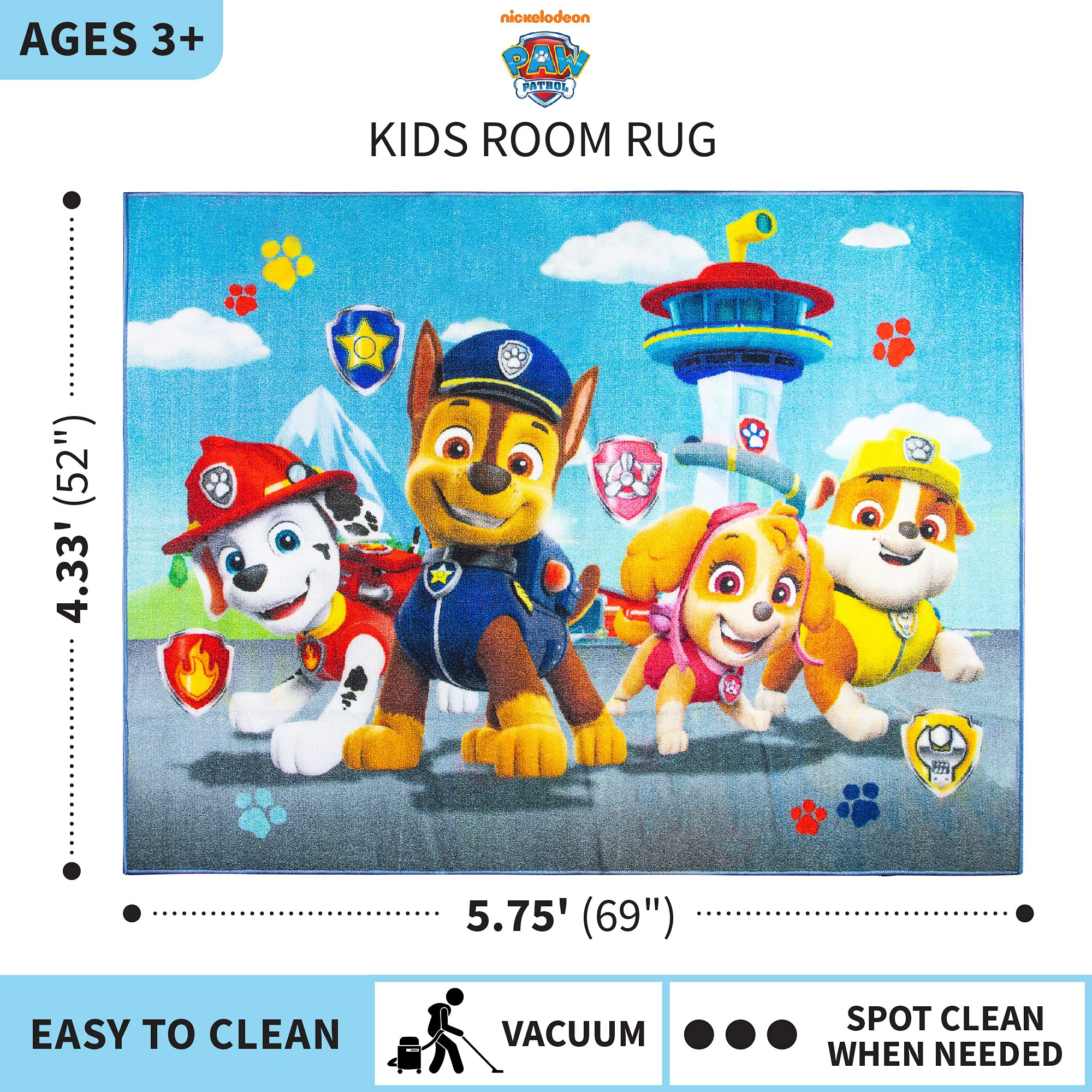 Franco tapis Paw Patrol comparaison taille pour évaluer dimensions pratiques