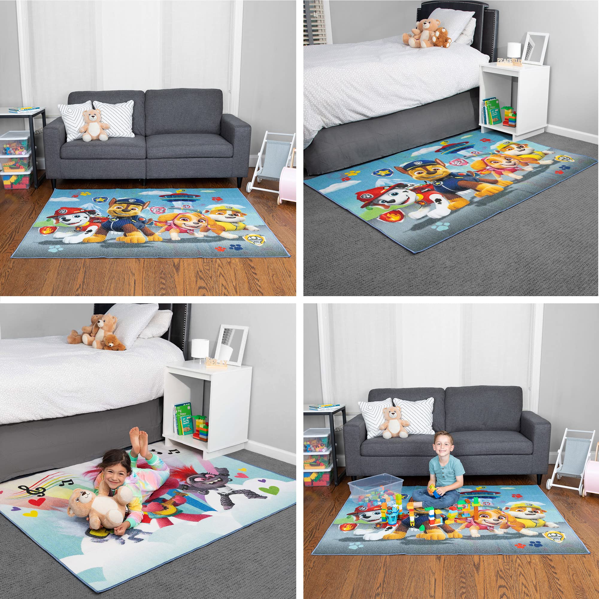 Franco tapis Paw Patrol étiquette et finition bordée garantissant durabilité