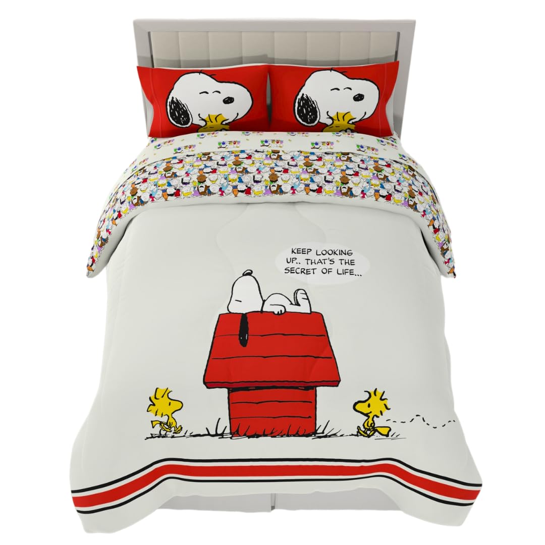 Franco Peanuts face avant couette montrant Snoopy et Woodstock pour un point focal chaleureux
