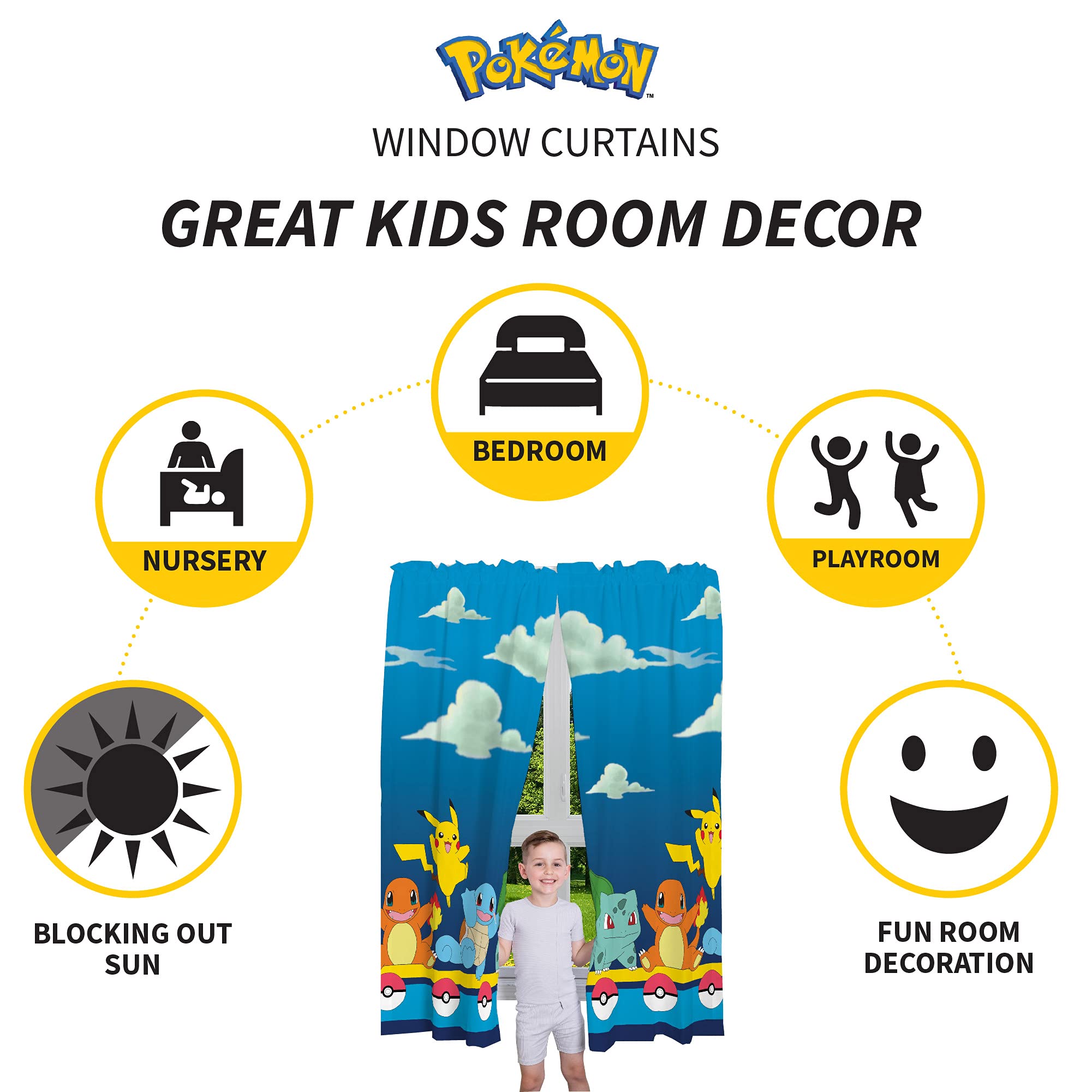 Franco gros plan du motif Pokémon, couleurs vives pour décor enfantin