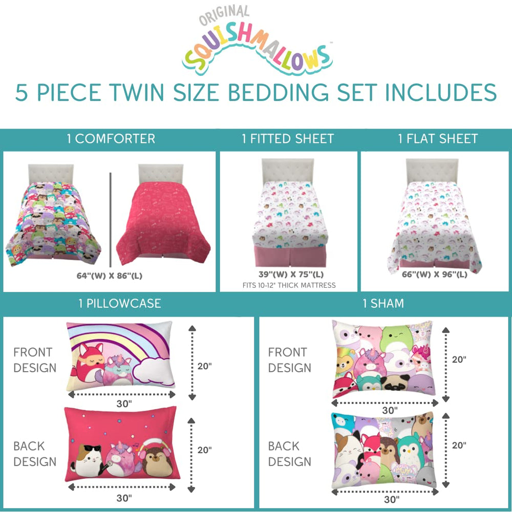 Franco Squishmallows couette réversible face rose silhouette pour look apaisant
