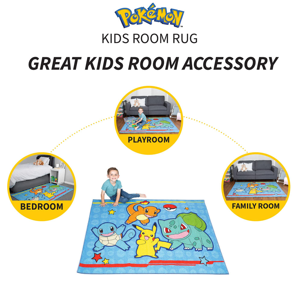 Franco tapis Pokémon détail motifs montrant personnages net et durable