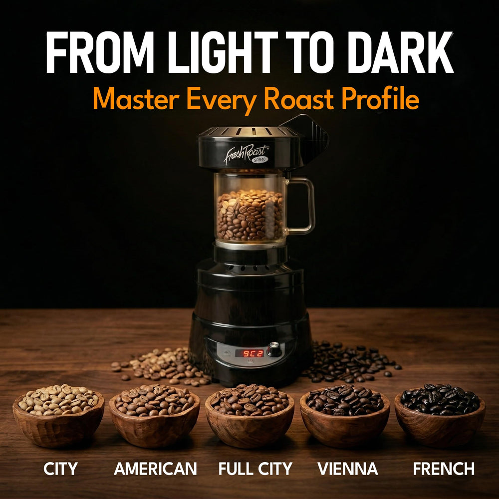 Fresh Roast SR540 matériaux et assemblage indiquant robustesse domestique
