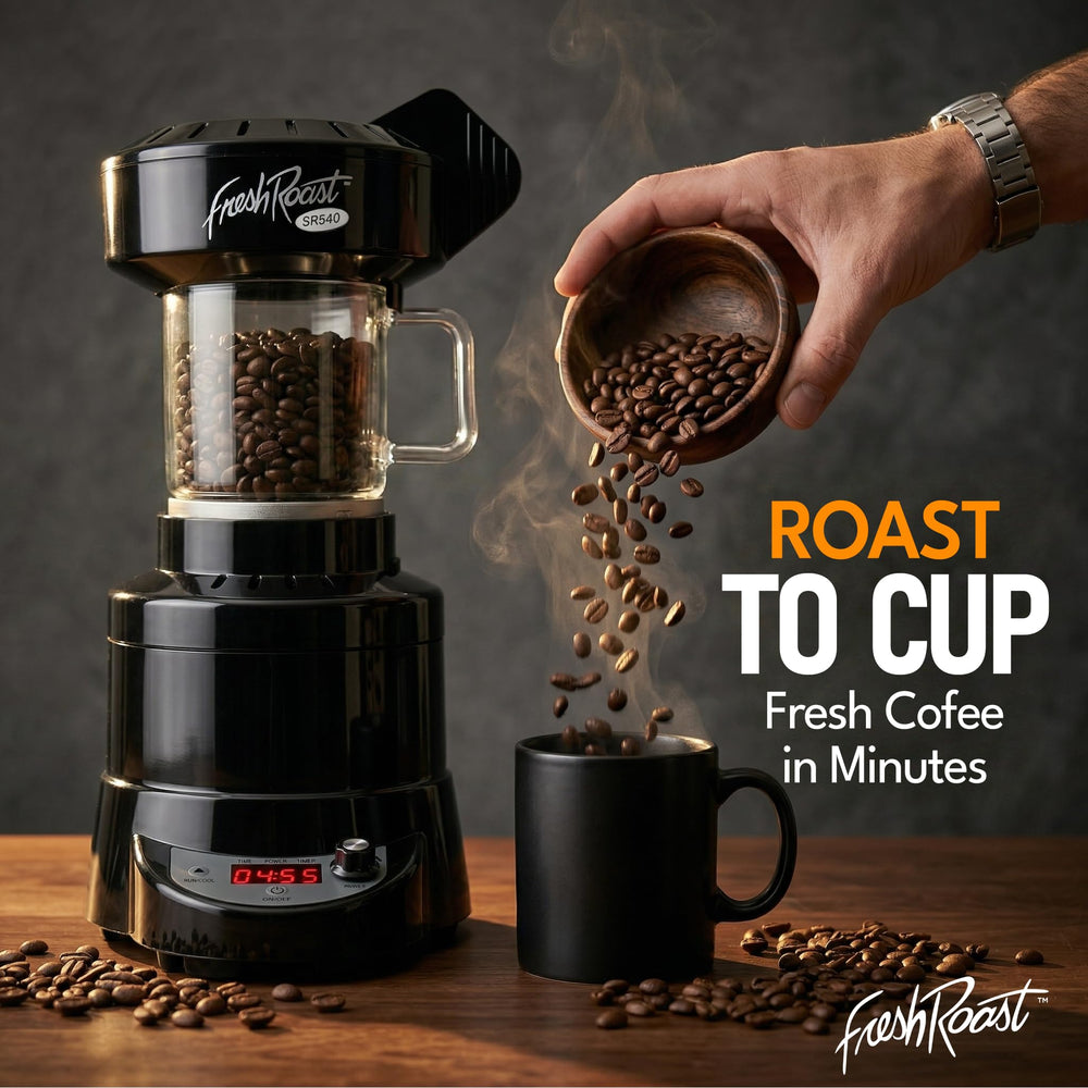 Fresh Roast SR540 emballage cadeau et mélanges montrant potentiel personnalisé