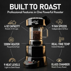 Fresh Roast SR540 cuve intérieure montrant capacité et finition facile à nettoyer