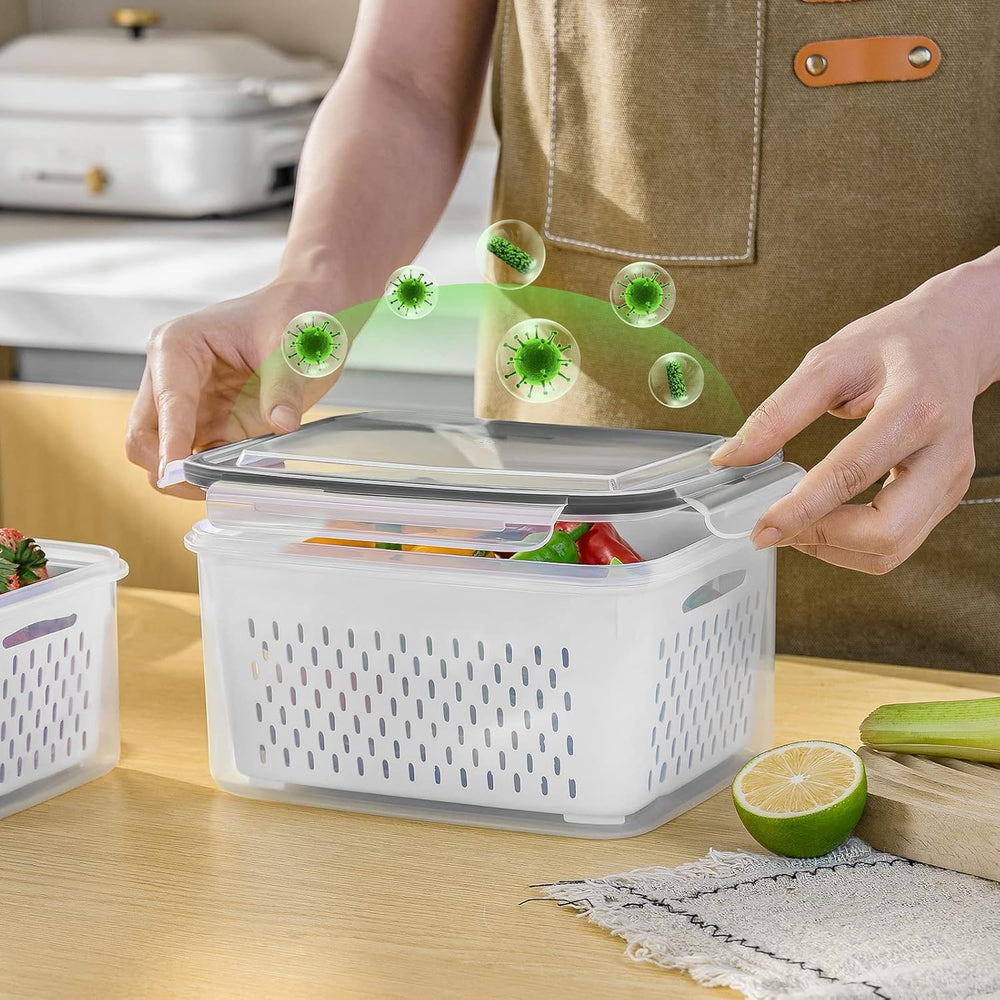 Freshmage intérieur rempli de fruits frais visible pour stockage hygiénique et prêt-à-manger