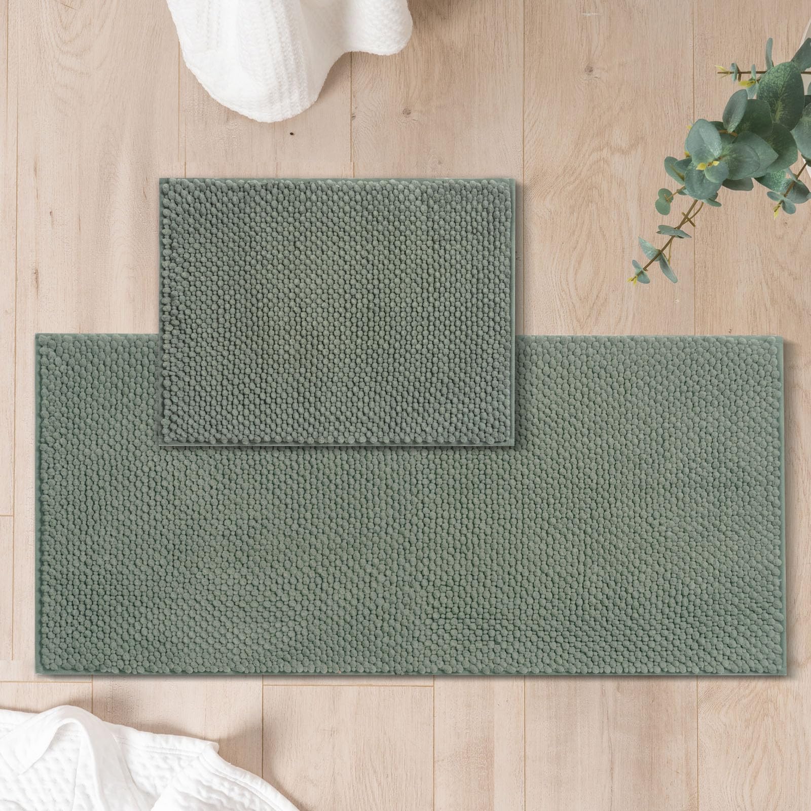 FRESHMINT tapis face avant ensemble sauge montrant forme et dimensions, apporte confort immédiat