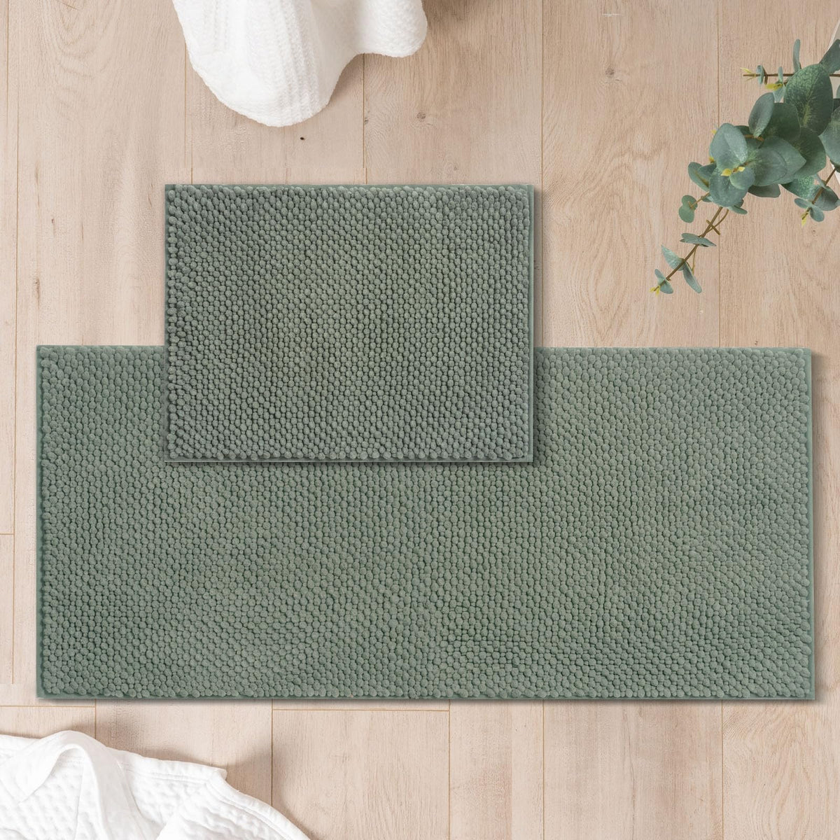 FRESHMINT tapis face avant ensemble sauge montrant forme et dimensions, apporte confort immédiat