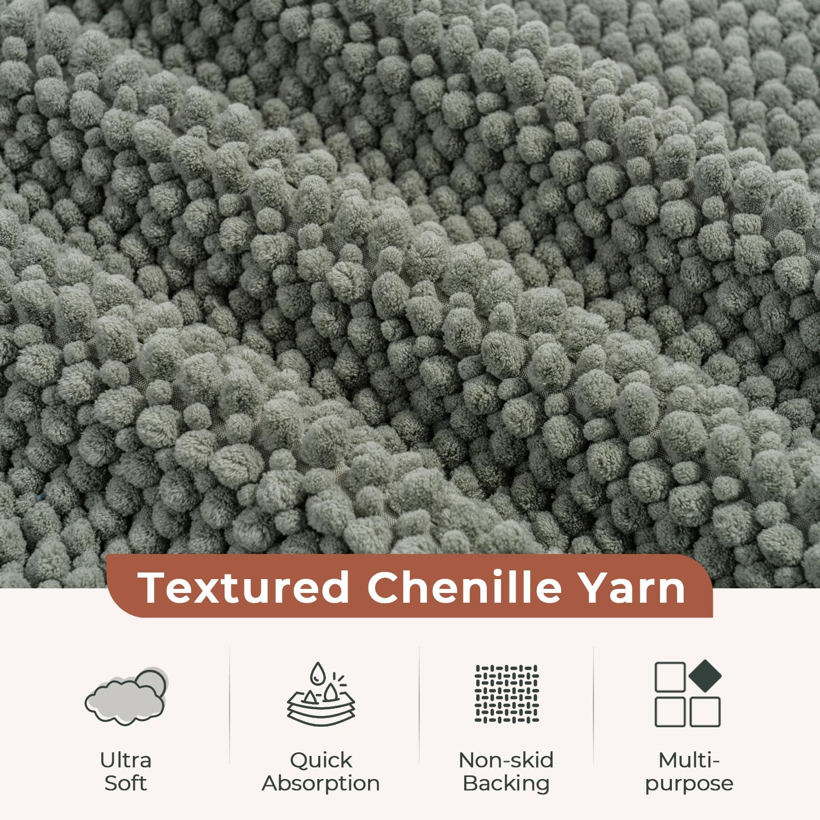 Ambiance salle de bain avec tapis FRESHMINT sauge intégrant une décoration apaisante et moderne