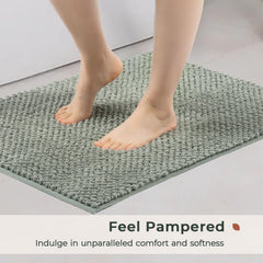 Zoom sur la texture chenille FRESHMINT montrant fibres épaisses et fines pour absorption élevée