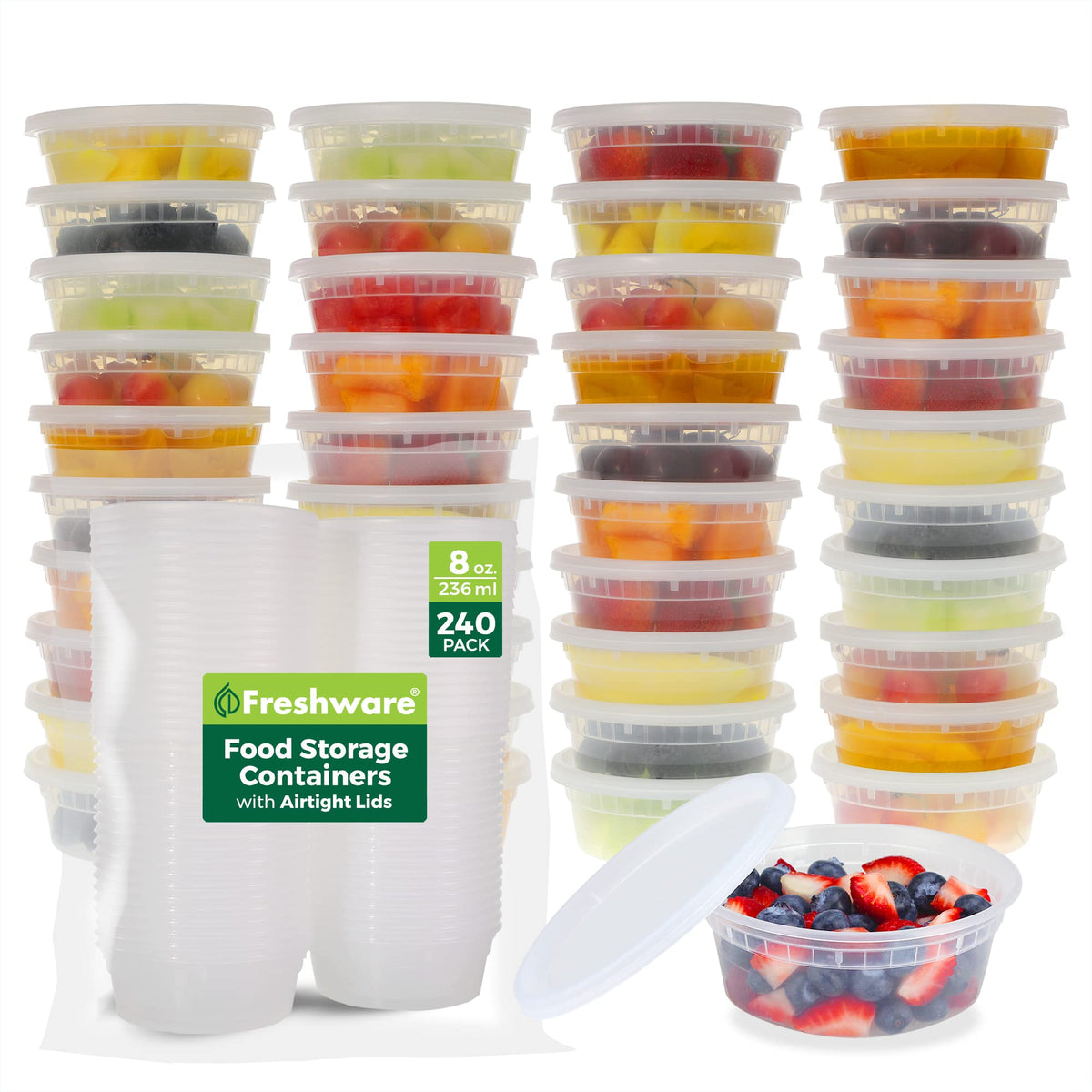 Freshware face de l'emballage montrant le lot 240 et bénéfice stockage