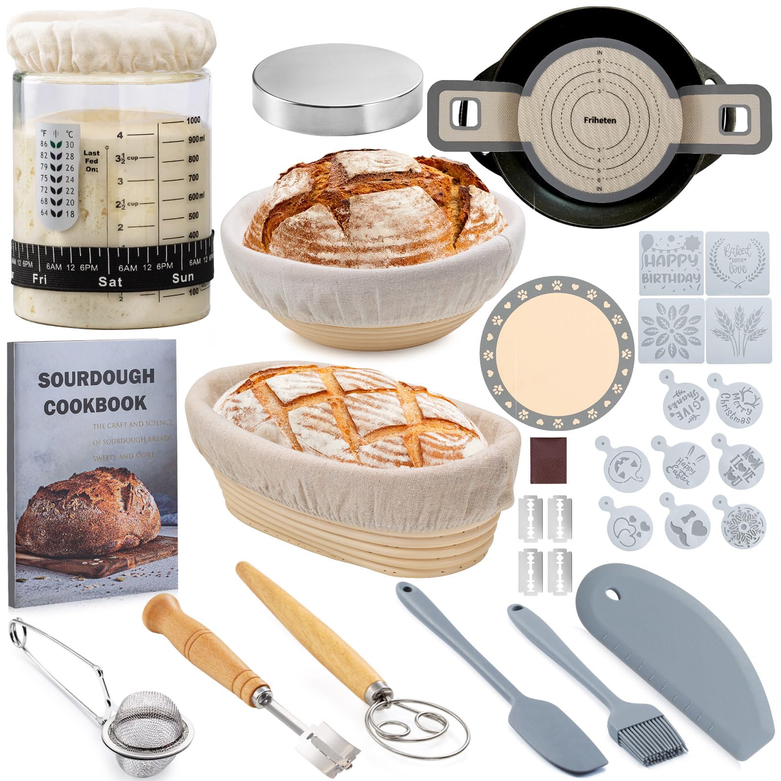 Friheten bocal 40oz montrant levain actif et ouverture large, facilite nourrissage
