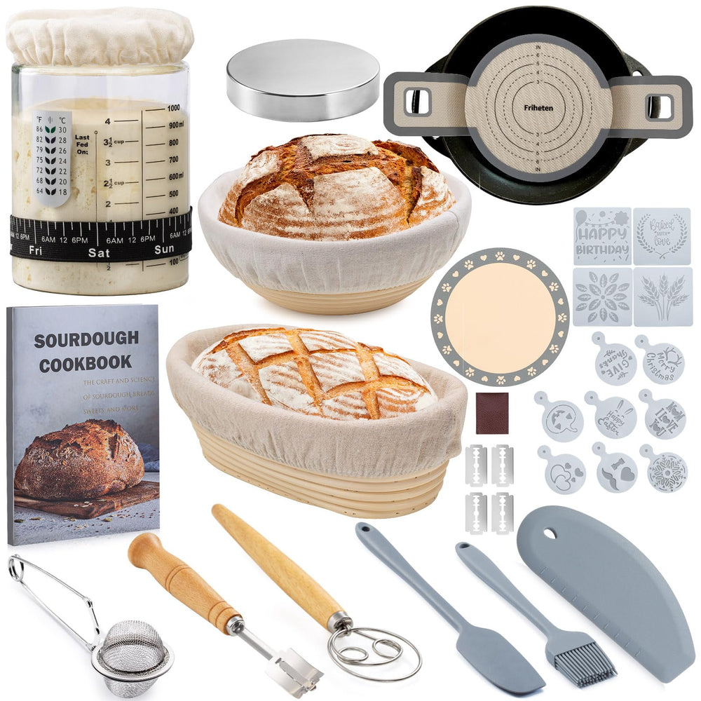 Friheten bocal 40oz montrant levain actif et ouverture large, facilite nourrissage